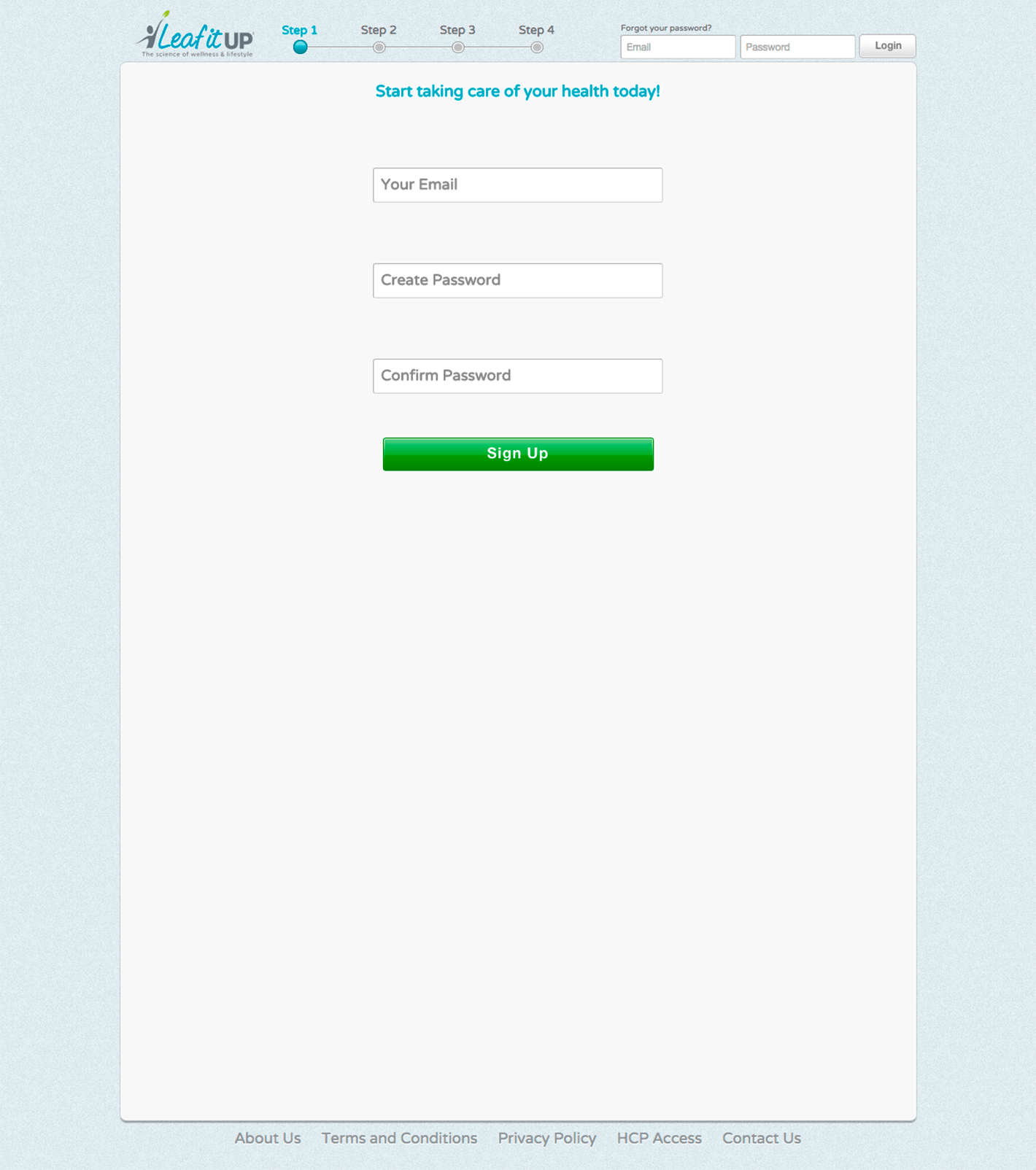 Leaf It Up Web Applications Log in Sample